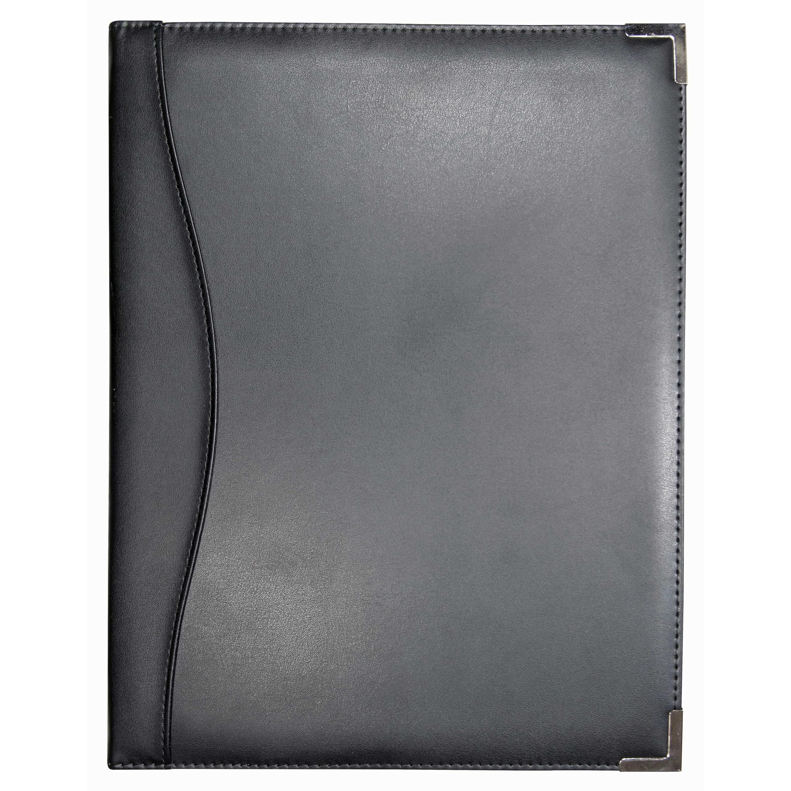 PU Leather A4 Ring Binder | Document Folder | Executive Conference Folder | Soft PU Leather Cover | Strong 4 Ring System | Silver Protective Corners
