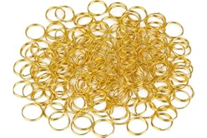 HUIHUIBAO 100 Pieces 10mm Gold Plated Split Rings Smooth Round Edge Key Chain Rings Double Loops Jump Rings for Crafts Making Wind Chimes Costuming Ornaments