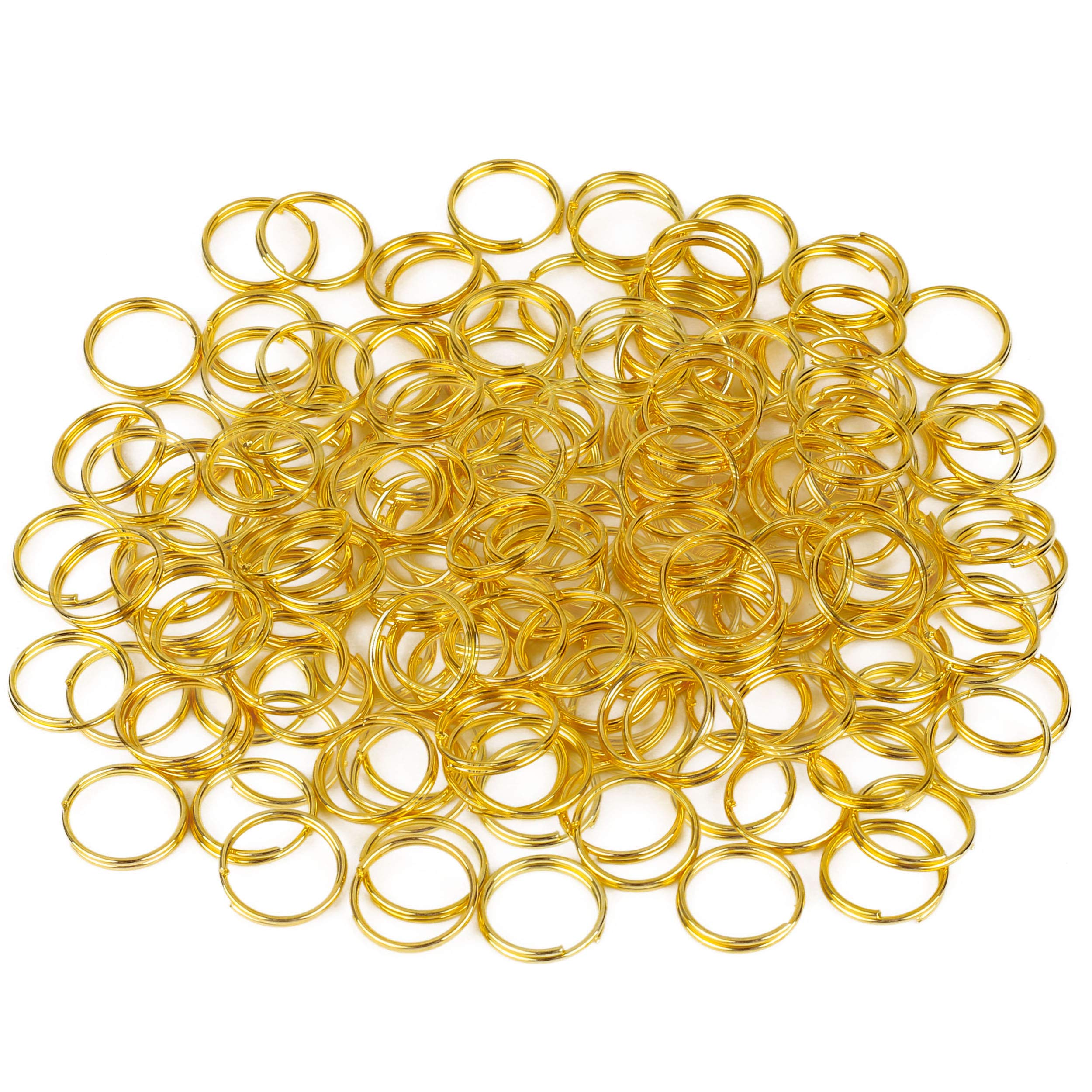 HUIHUIBAO 100 Pieces 10mm Split Rings Smooth Round Edge Key Chain Rings Double Loops Jump Rings for Jewelry and Crafts Making Wind Chimes Costuming Ornaments (Gold)