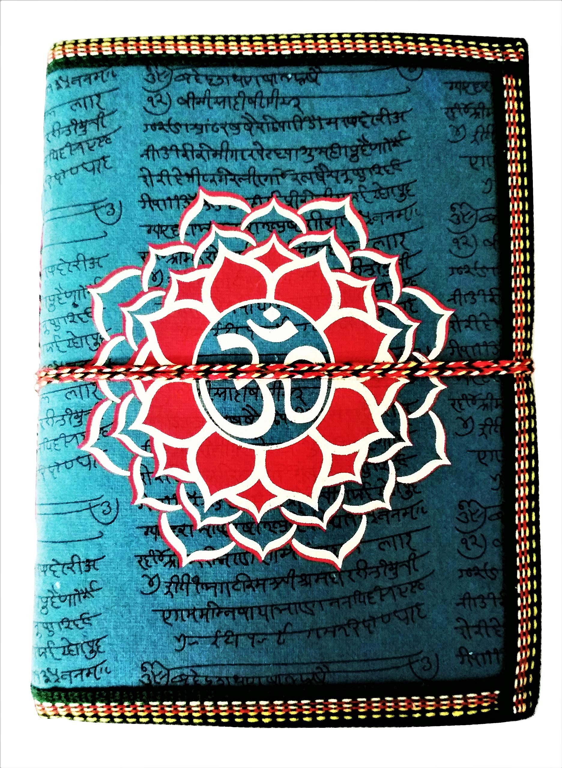 Purpledip Handmade Paper Journal 'Om Mandala': Vintage Diary Notebook With Thread Closure (11490)