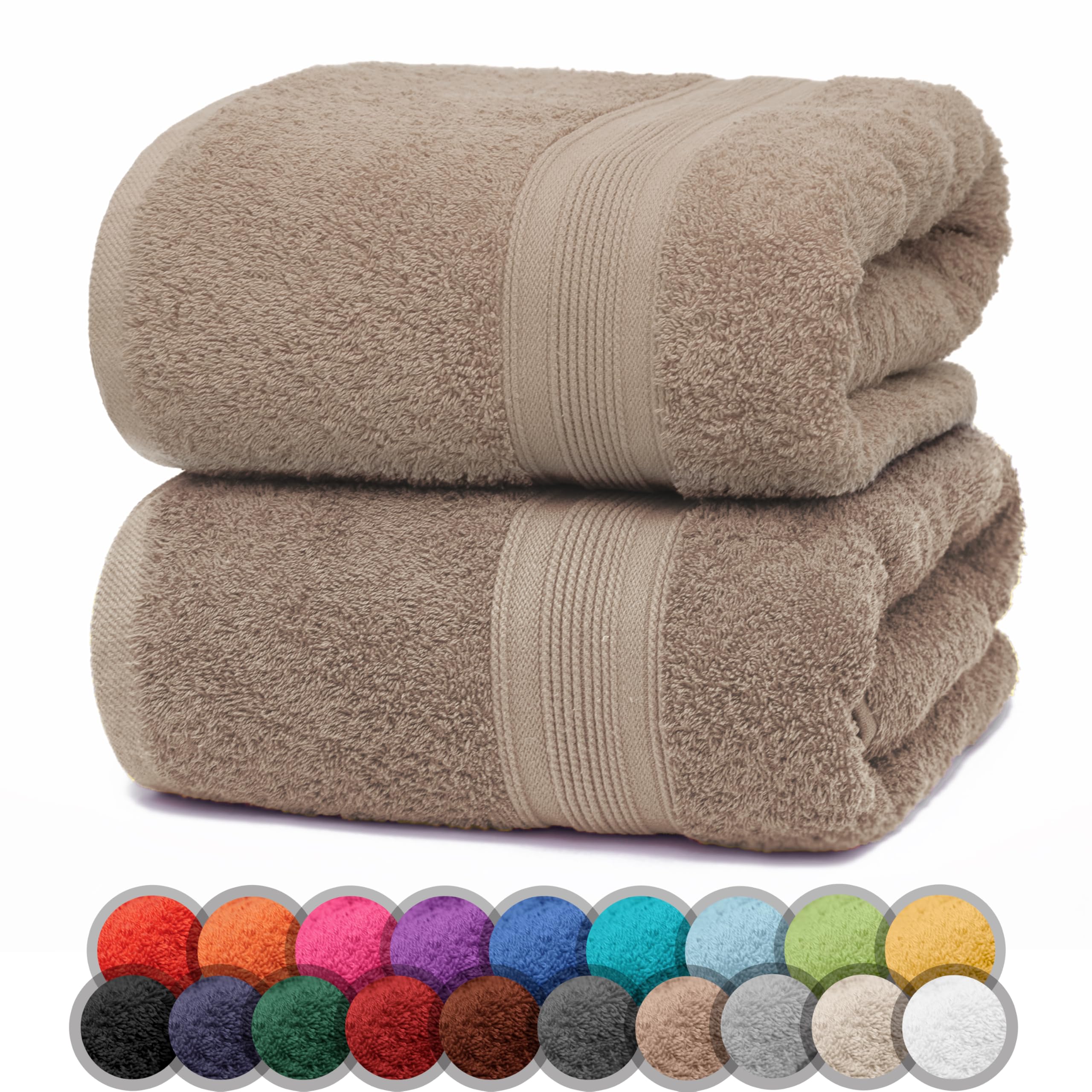 NatureMark Pack of 2 Bath Towels - 100% Cotton, 500 g/m² - Soft, Absorbent & Durable - For Home, Sauna & Travel - 70 x 140 cm, Sand/Beige