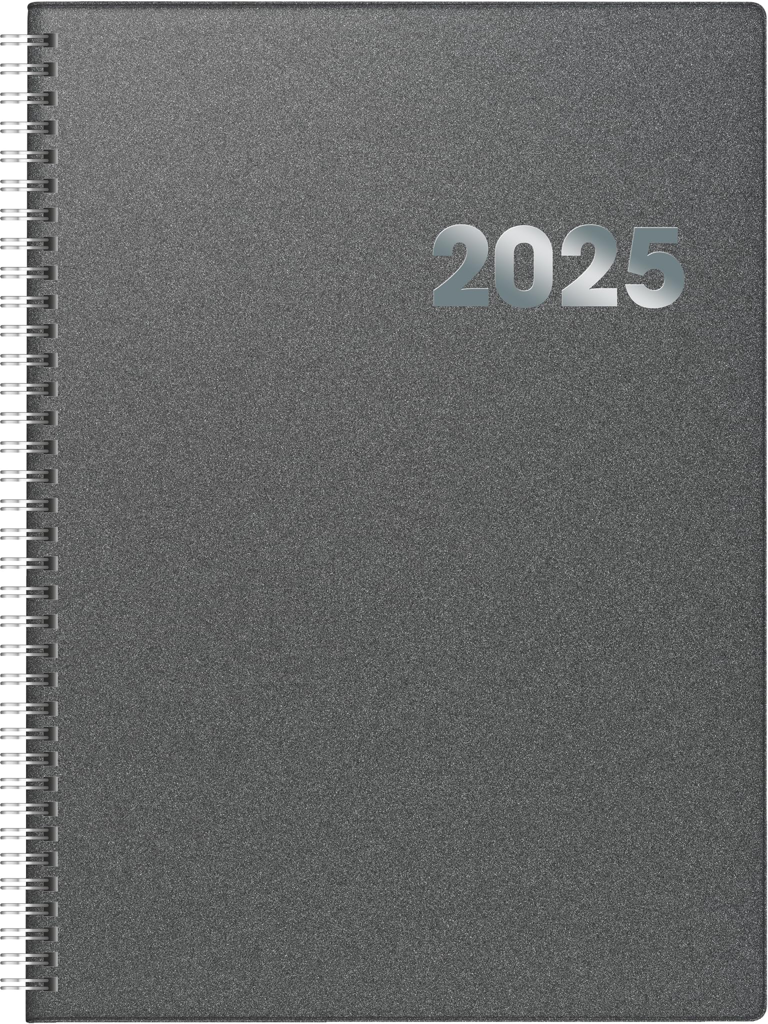 BRUNNEN Book Calendar Model 789 (2025), 1 Page = 1 Day, A4, 384 Pages, Plastic Cover Reflection, Grey