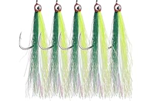 SILANON Clouser Minnow Fishing Flies Streamer Fly Fishing Lure Saltwater Striped Bass Flies Fishing Bucktail Teaser Hook Lures for Flounder Saltwater Freshwater Fishing