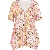 Avenue Women's Plus Size TOP Sharkbite PRT