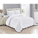 Linen Plus Luxury Oversized Coverlet Embossed Bedspread Set Solid White Full/Queen Bed Cover New # Ashley