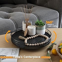9" Oak Bathroom Vanity Tray Turntable for Perfume