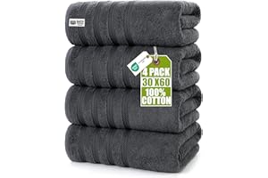 Utopia Towels 4 Pack Premium Extra Large Bath Towels Set, (30 x 60 Inches) 100% Ring Spun Cotton 500GSM, Lightweight and Highly Absorbent Quick Drying Towels, Perfect for Daily Use (Grey)