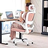 TRALT Office Chair Ergonomic Desk Chair, 330 LBS Home Mesh Office Desk Chairs with Wheels, Comfortable Gaming Chair, High Back Office Chair for Long Hours (Pink)