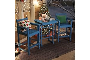 Patio Kingdom Bar Height Adirondack Chairs and Table Set, Outdoor Patio Bar Set with Stools, HDPE Bistro Set for Garde, Deck, Balcony (Navy Blue, 3PC bar Set)