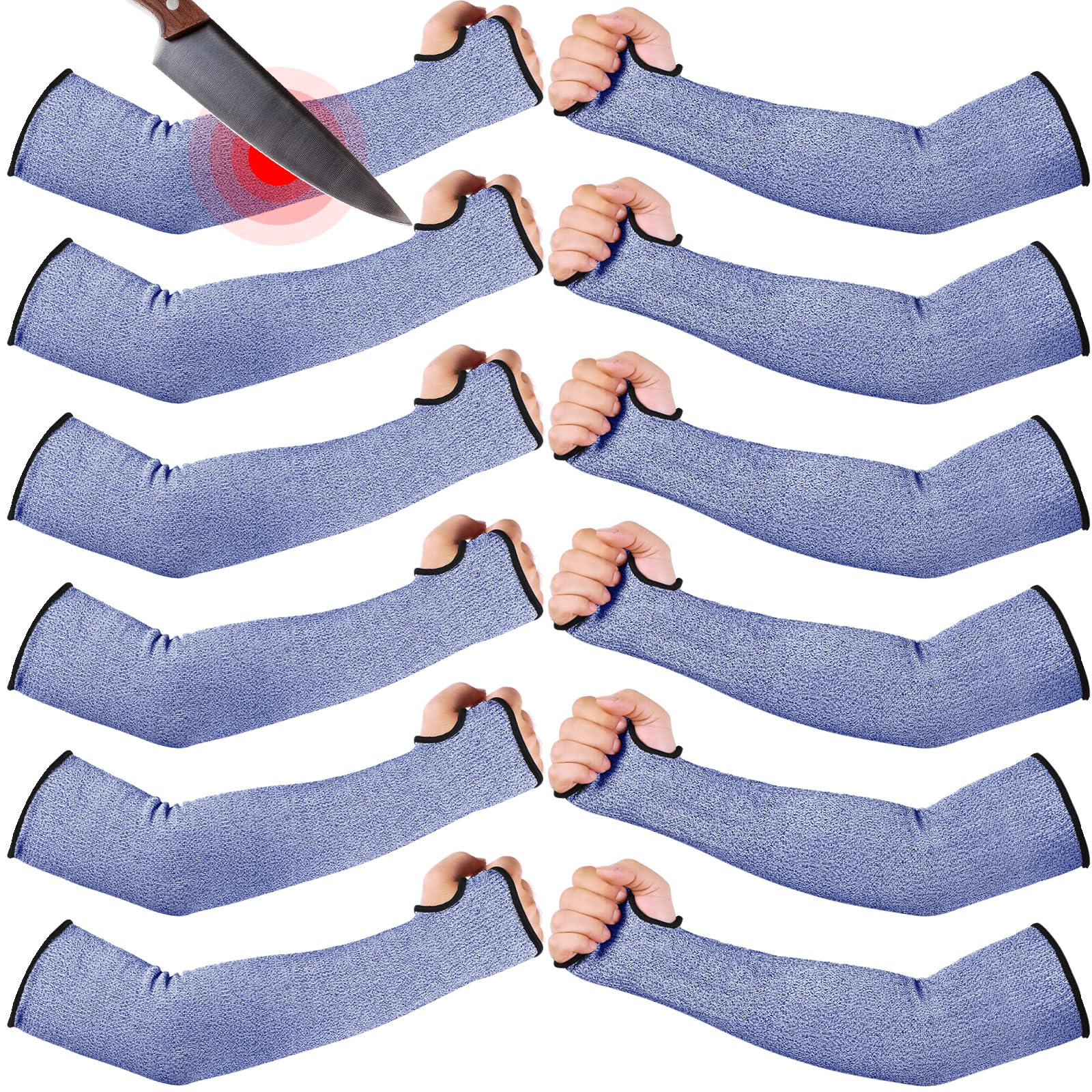 JaGely 6 Pairs Level 5 Cut Resistant Sleeves with