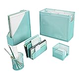 BLU MONACO 5 Piece Cute Office Supplies Aqua Desk