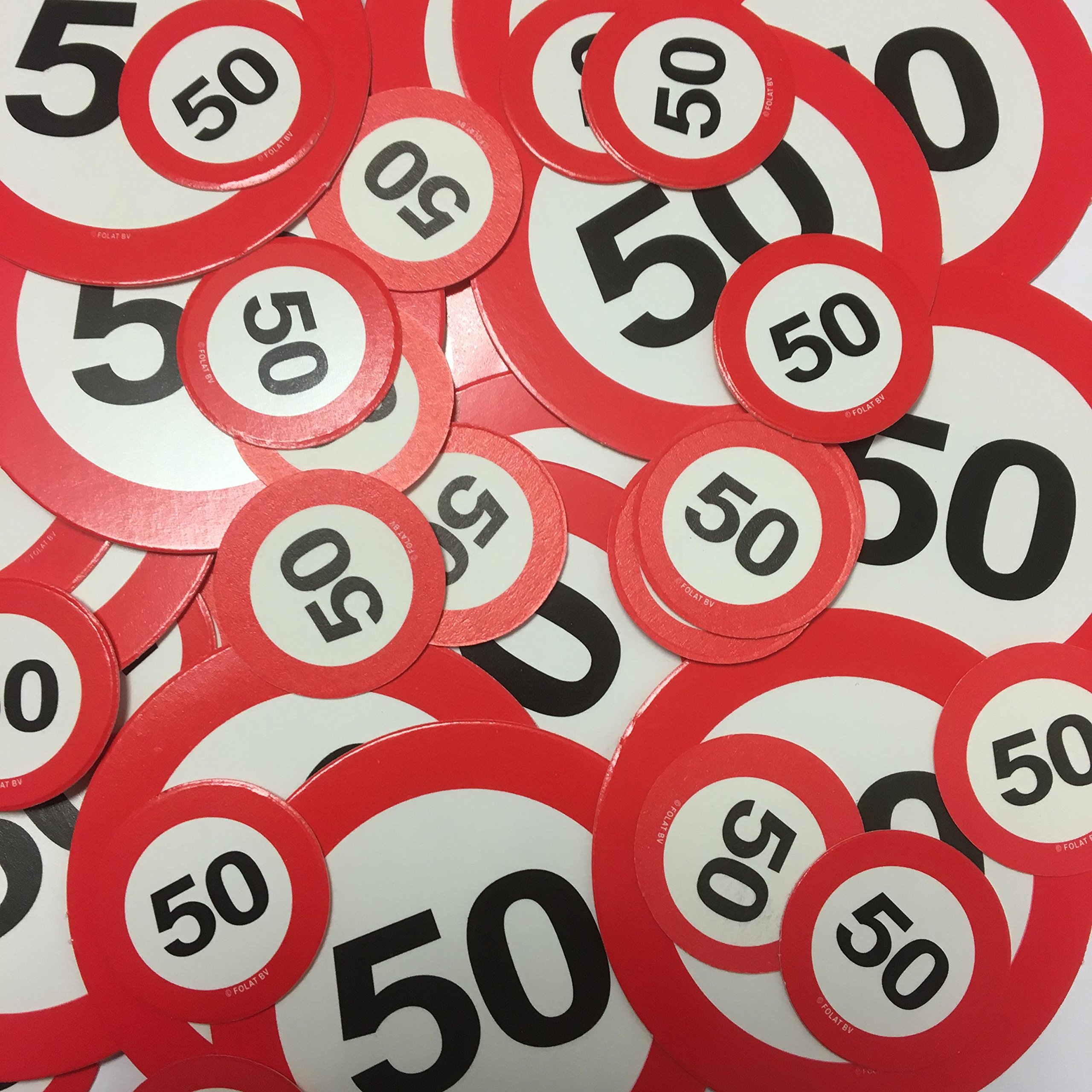 Folat 62450 Confetti XL Traffic Sign 50, Multi Color