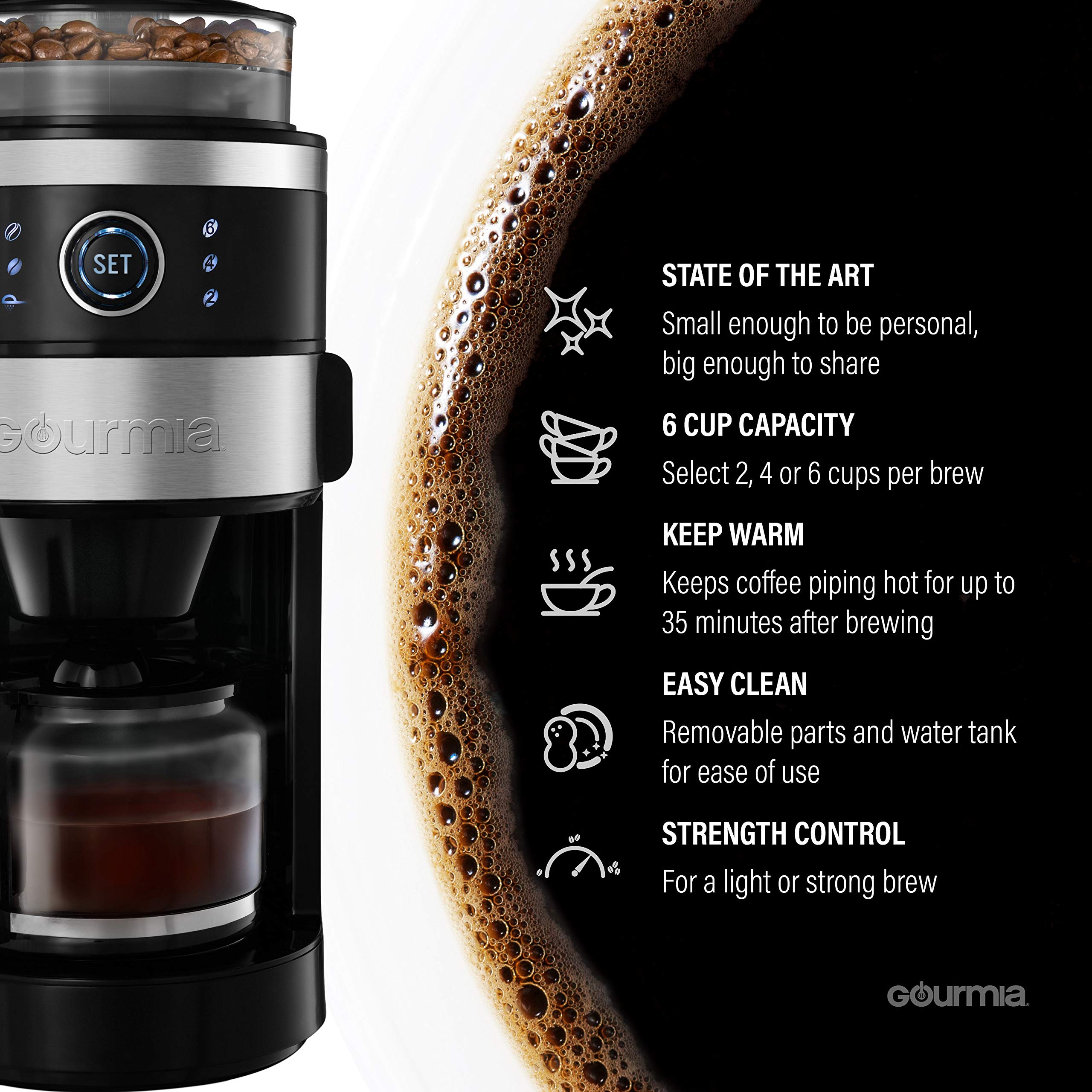 Galleon Gourmia GCM4850 Grind And Brew Coffee Maker With BuiltIn