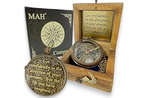 True North Compass – Go Confidently in The Direction of Your Dreams – Embossed Brass Compass – Graduation, Confirmation, Birt