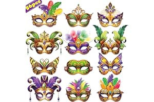 80UncleKimby 56PCS Mardi Gras Masks Bulk Set: Party Decorations Carnival Favors(Paper)