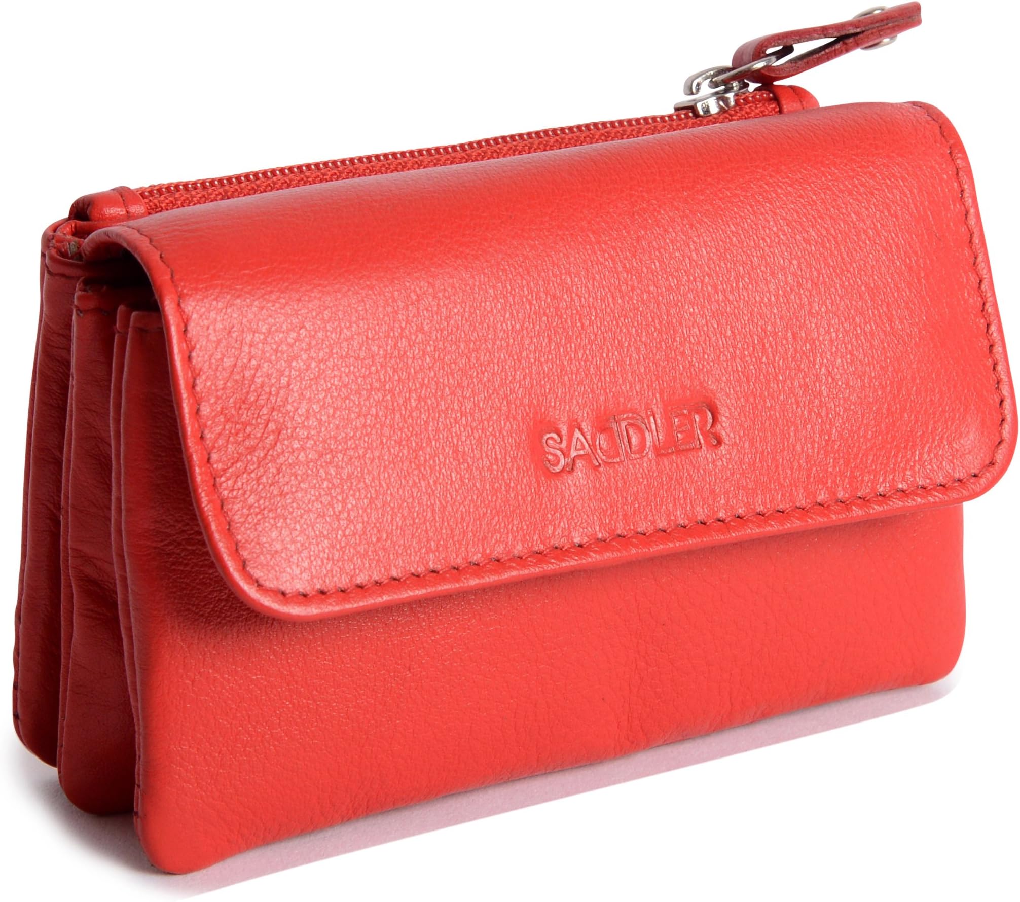 SADDLERWomens Luxurious Real Leather Flapover Small Coin Purse | Designer Change Pouch with Zip | Credit Card Size | Gift boxed