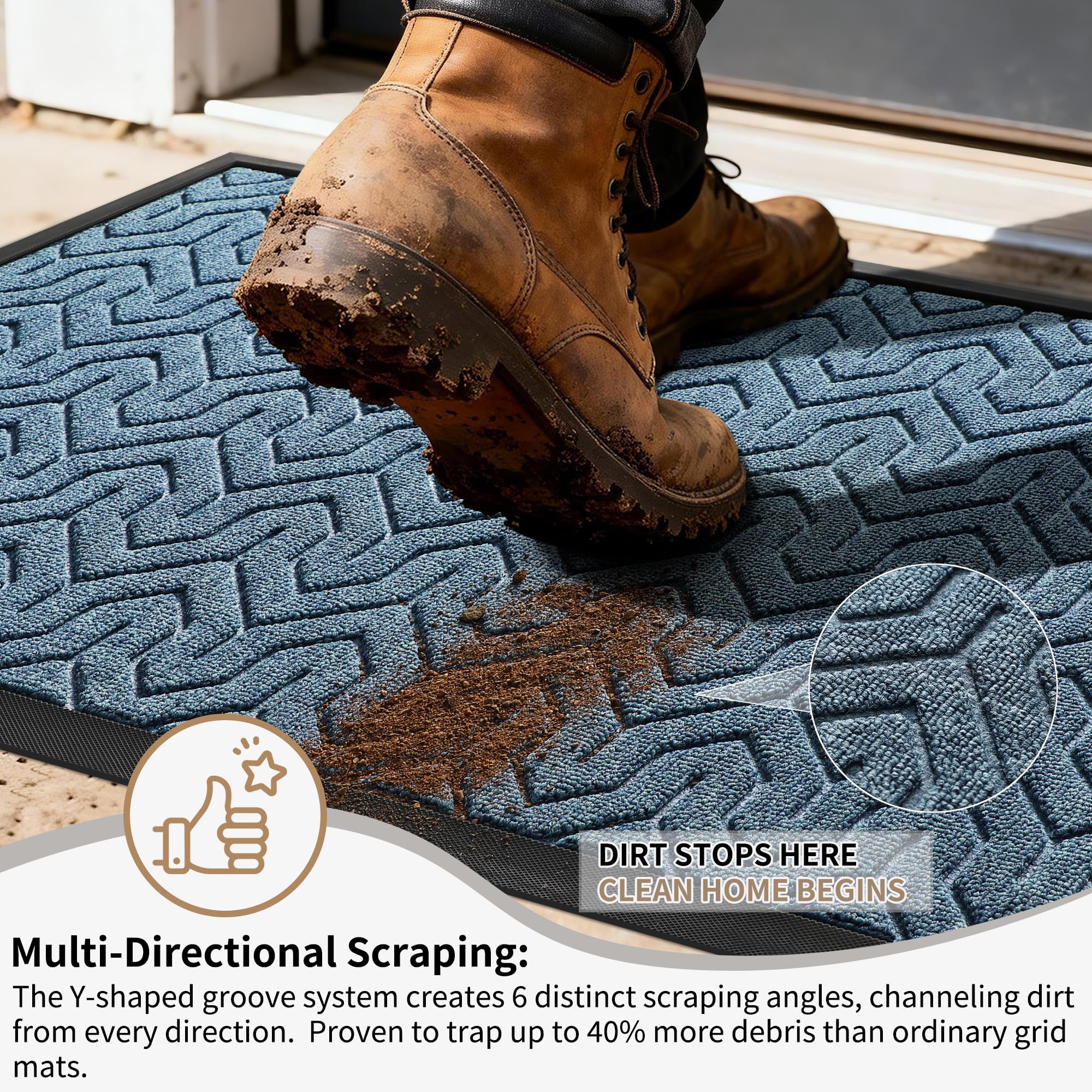 Condition photo showing New/Like New for yimobra extra large door mat outside entrance 60x36, waterproof heavy duty outdoor mats for front do