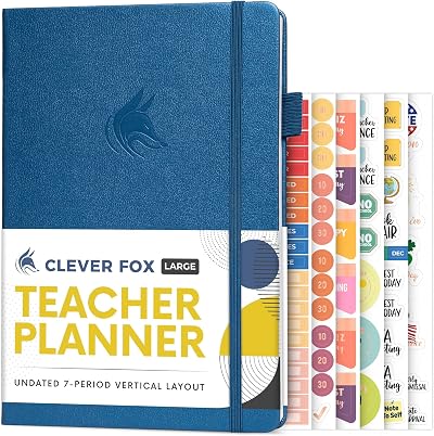 Clever Fox Teacher Planner – Undated 18x25cm Hardcover Mystic Blue