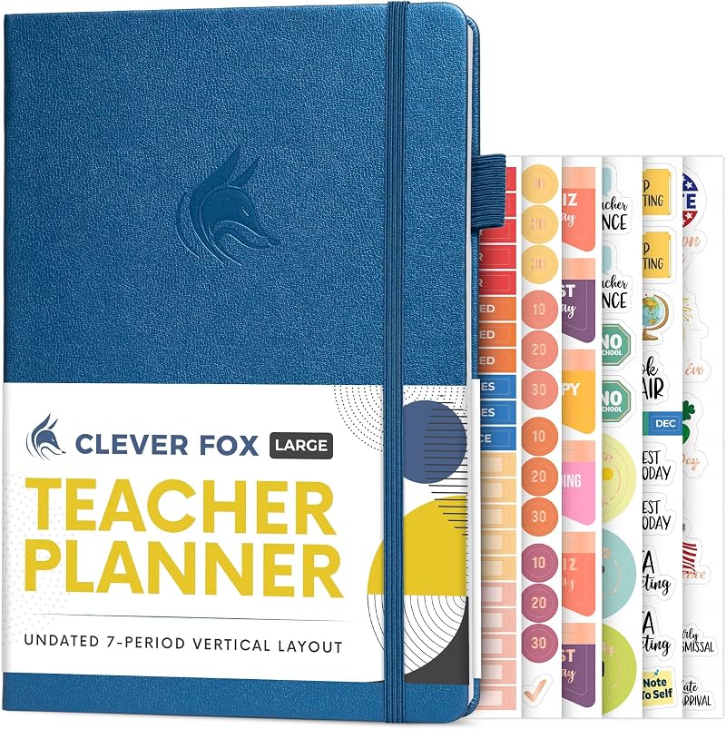 Clever Fox Teacher Planner – Undated 18x25cm Hardcover Mystic Blue
