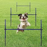 Qufiona Dog Agility Course Backyard Set, Metal Dog Agility Training Equipment Adjustable Height Obstacle Course for Dog Hurdles Jumps (3 Pack)