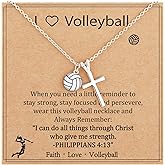 Gnamy Softball/Volleyball/Basketball/Soccer Necklace for Teen Girls Women, Gold/Silver Cross Pendant Sport Accessories Valentines Christian Religious Jewelry Gifts for Teens Kids Lovers