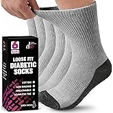 Debra Weitzner Diabetic Socks For Men and Women Loose Fit Non-Binding Cotton Crew Socks 6 Pairs