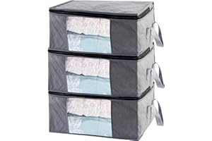 SODYNEE Storage Clothes Bins Closet Bags - 35L Containers Organizer Boxes Clothing Bin Organization for Organizing Blanket Pillow Sheet Sweater, Foldable Fabric Bedroom Small Storage Totes With Lids Zipper