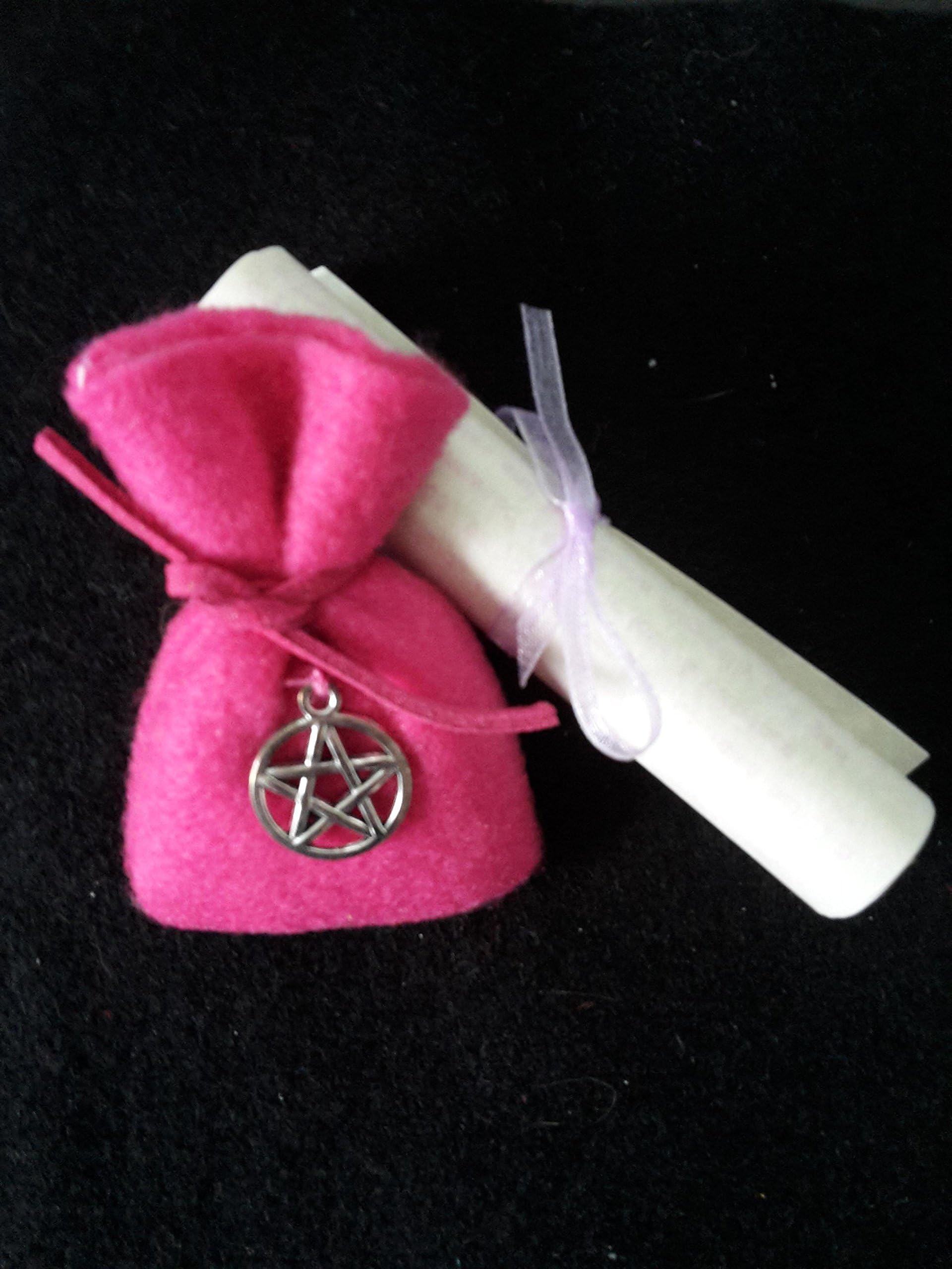 Pagan Potent Magical Herb & Oil Charm Bag ~ RETURN YOUR LOVER ~ Lucky Mojo ~ Parchment Scroll Spell ~ Pentagram Protection ~ Handmade ~ Celtic ~ Wicca ~ Spiritual Pouch