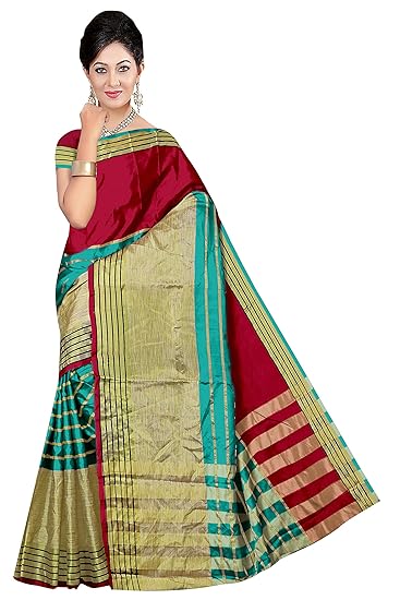 Winza Designer Womens Poly Cotton Silk Saree with Blouse (TD-5005)