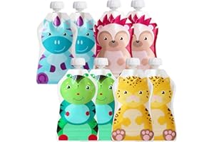 ChooMee Reusable Baby Food Pouches | BPA Free | Refillable Toddler Squeeze Pouches for Homemade Purees, Applesauce & Yogurt | Double Zipper, Easy Fill & Wide Bottom | 8CT, 5oz SnakPack FreshSquad