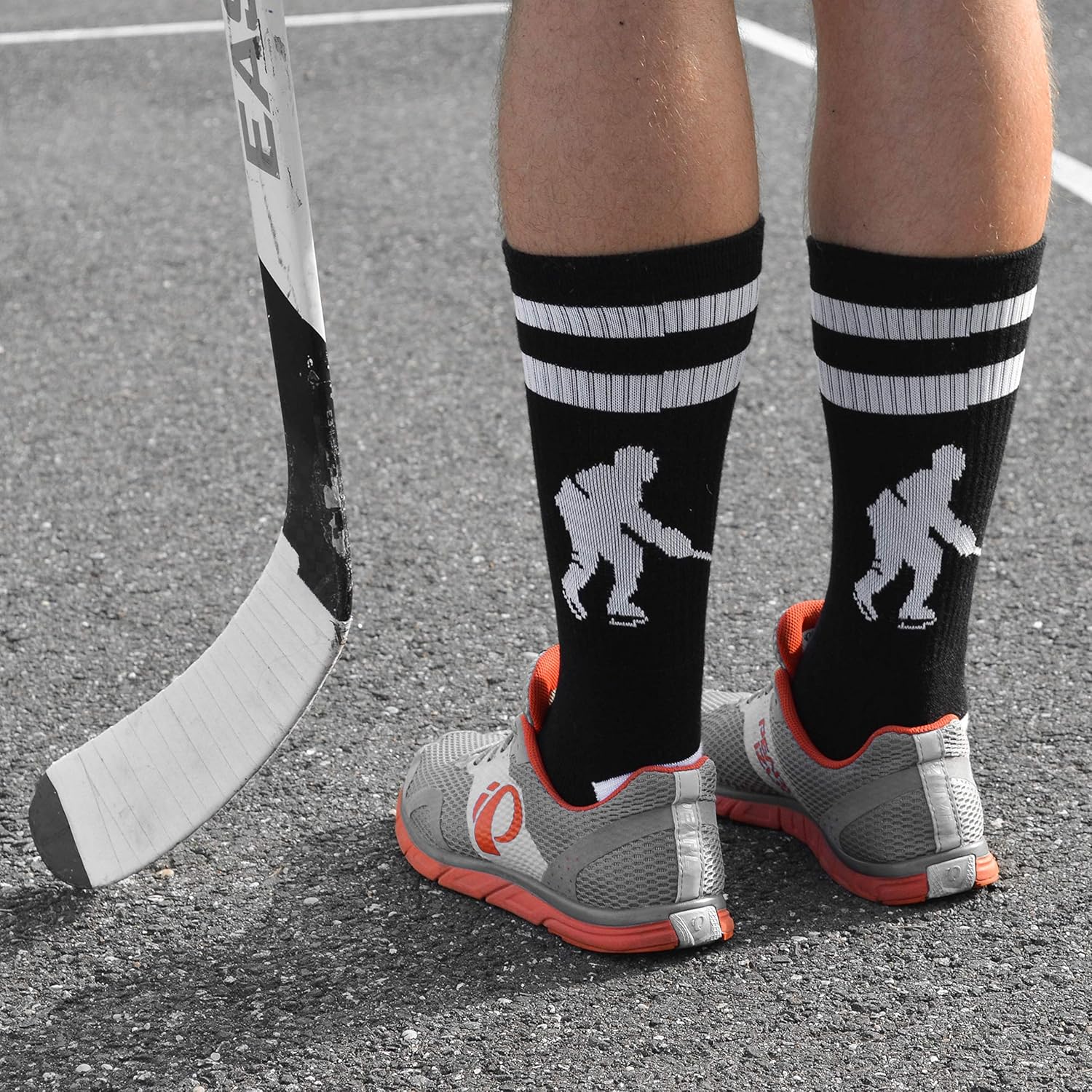 ChalkTalkSPORTS Hockey Half Cushioned Crew Socks | Hockey Player | Black/White : Hockey Jerseys : Clothing