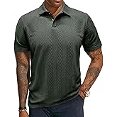 Men's Knit Polo Shirts Short Sleeve Casual Textured Golf Shirts Vintage Stretchy Summer Beach Tops