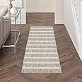 Nourison Positano Grey Ivory 2' x 6' Area Rug Easy Clean, Non Shedding, Bed Room, Living Room, Dining Room, Kitchen (6' Runner)