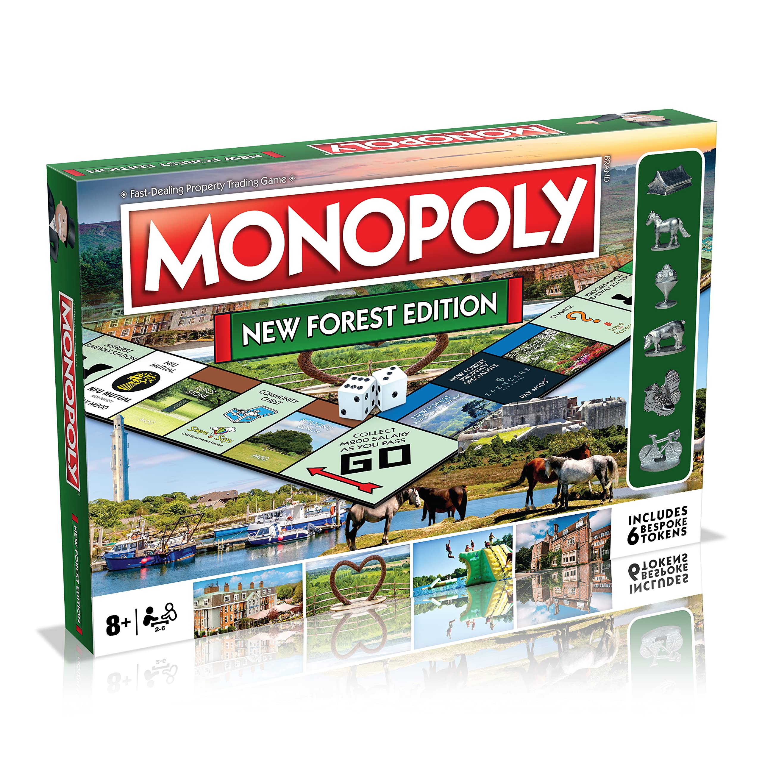 Winning Moves New Forest Monopoly Board Game, Pick up a Chance or a Community Chest, watch out for taxes, jail and bankruptcy and trade your way to success, makes a great gift for players aged 8 plus