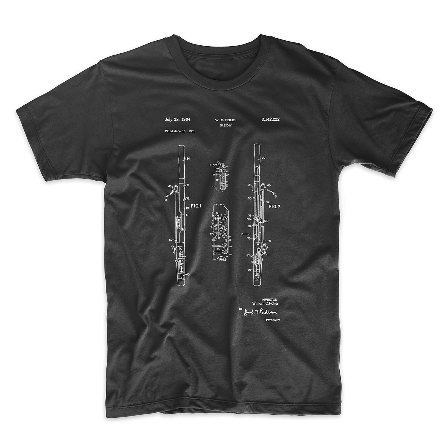 Patentprints Bassoon Patent T Shirt 4476 Jznovelty