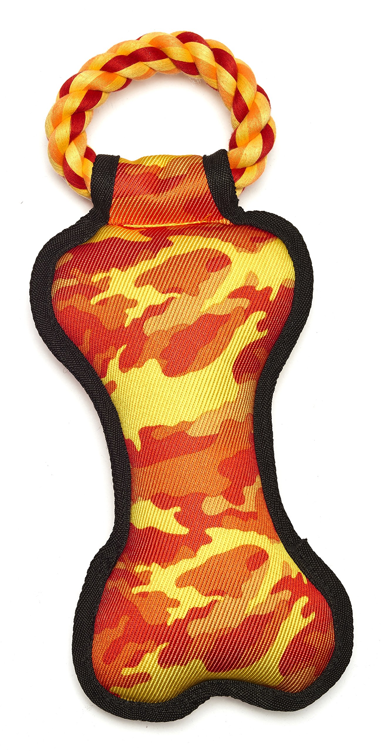 Pistachio Pet Dog Toy - Ballistic Nylon Bone Tug Toy With Rope - 14"/36cm Long - SPECIAL OFFER