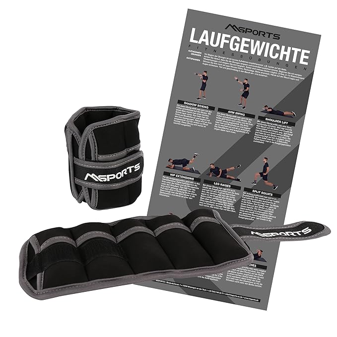 Gewichtsmanschetten -Einstellbar- Paar 1 kg, 2 kg, 3 kg Oder Set | inkl. Übungsposter | Fuß- und Hand-Gewichte