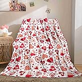 Valentine's Day Throw Blanket,50 x 60 Inch Heart Red and White Throw Blanket, Soft Lightweight Cozy Love Gift for Wife Women Couch Sofa Bedroom Decor