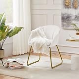 Yaheetech Velvet Tub Chair Vanity Chair Modern Accent Armchair White view 6