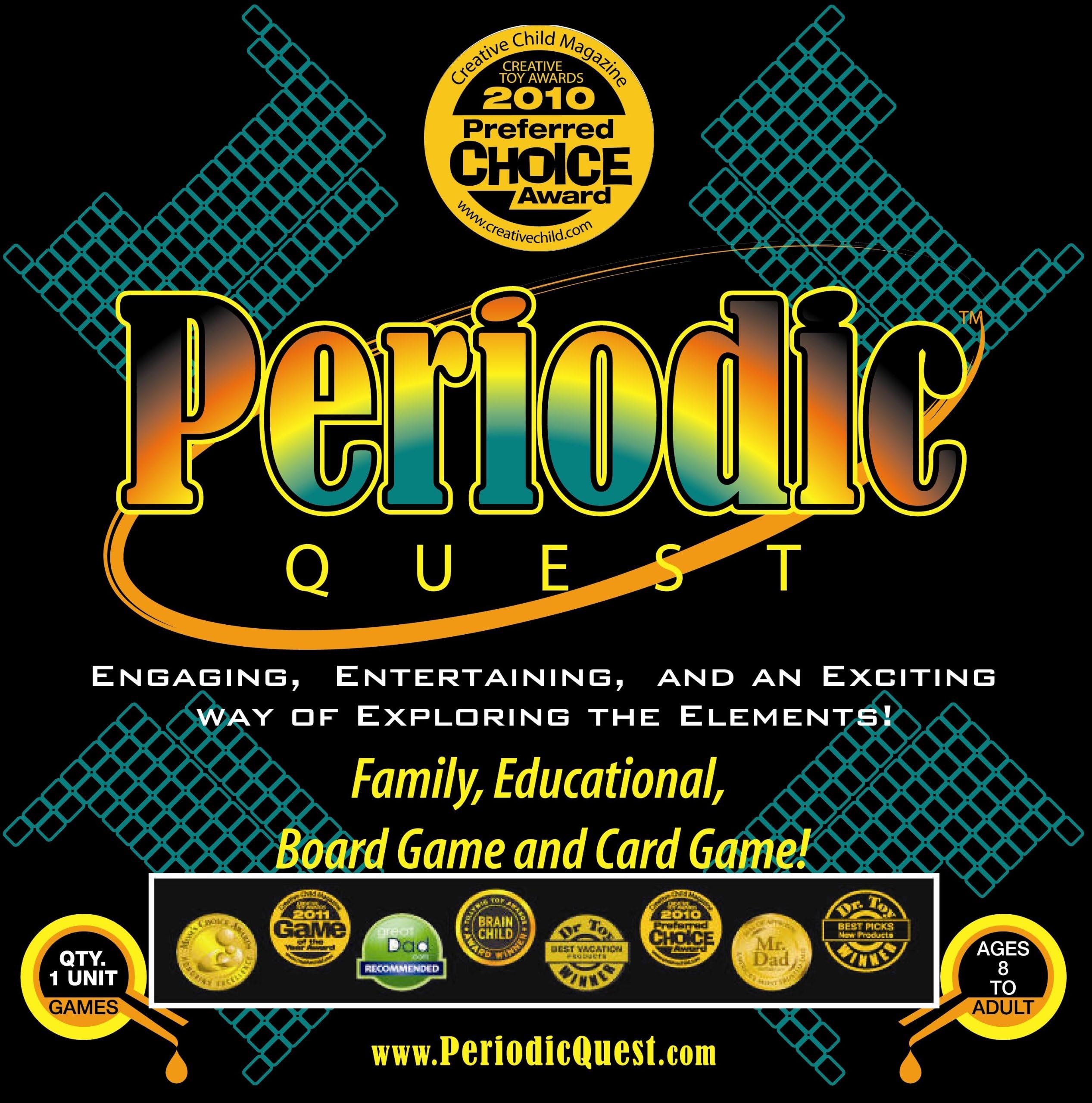 Periodic Quest: A Family, Educational Card and Board Game Set with More Than 6 Card Games and Board Games Based on the Periodic Table of Elements.
