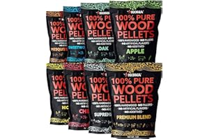 Kona Wood Pellets All Variety Pack, Intended for Ninja Woodfire Outdoor Grill, Wood Fire Oven & Smoker, 8, 1lb Resealable Bags