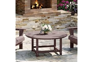 WestinTrends Malibu Low Outdoor HDPE Round Patio Coffee Table, Dark Brown