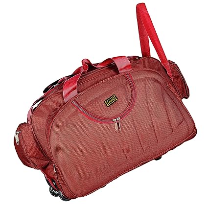 Alfisha Polyester Red Lightweight Waterproof Luggage Travel Duffel Bag