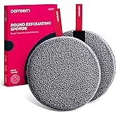 Caveem Exfoliating Body Scrubber, Extra Rough Shower Exfoliator Sponge, Body Exfoliating Sponges for Remove Dead Skin, Bath and Body Exfoliate Buffer, Round Sponge for Women (2 Pack)