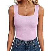 ANRABESS Tank Tops for Women 2026 Summer Square Neck Sleeveless Rib Knit Basic Slim Fit Shirts Casual Basic Workout Clothes
