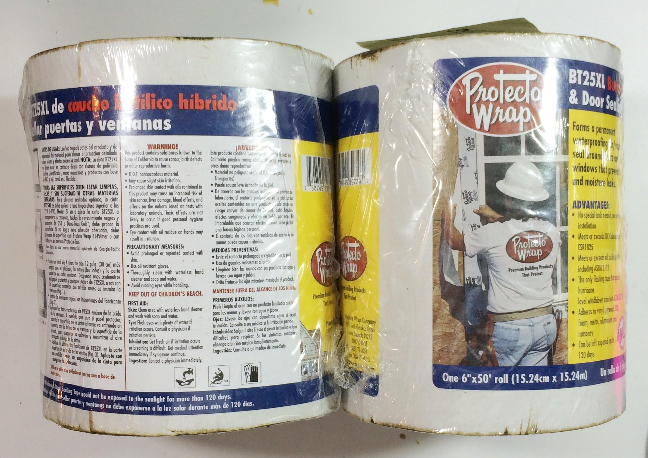BT25XL Window & Door Sealing Tape Roll Size 6 in. x 50 Ft (2 Pack)