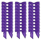 AIMUDI Purple Bows Christmas Decorations 3.5" Pre Tied Satin Ribbon Bows Premade Twist Tie Bows for Treat Bags Ribbon for Cake Pop Candy Apple Small Bows for Crafts Gift Wrapping Party Favor-50 Counts