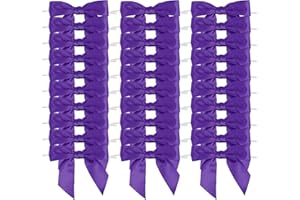 AIMUDI Purple Bows Christmas Decorations 3.5" Pre Tied Satin Ribbon Bows Premade Twist Tie Bows for Treat Bags Ribbon for Cake Pop Candy Apple Small Bows for Crafts Gift Wrapping Party Favor-50 Counts
