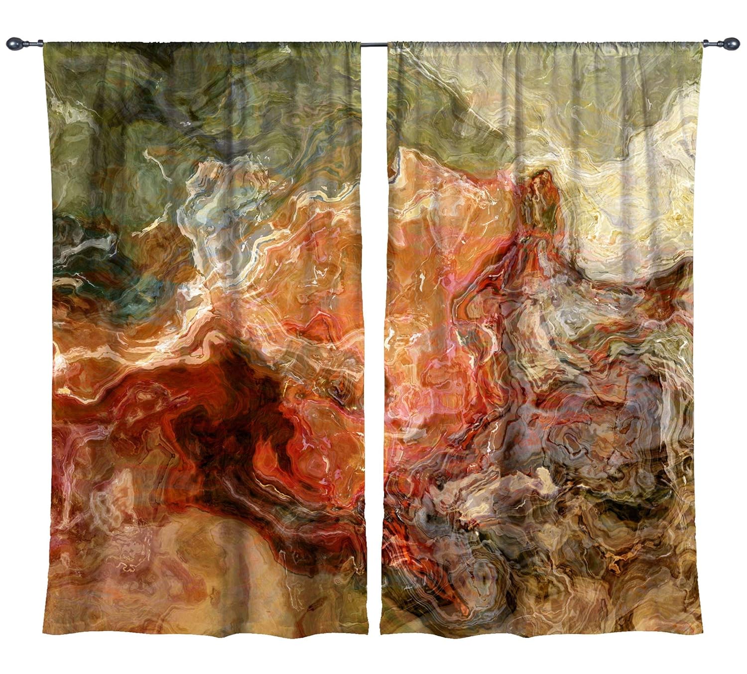 Abstract art draperies, window curtain set with two 50"x84
