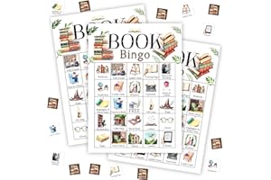 TRANFVGING Book Bingo Set - Adults Reading Challenge Game, Bingo Cards, Favors & Decor - 01